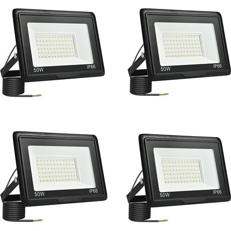 4 Pièces Projecteur Led Extérieur 50W, Spot Led Exterieur 5000LM 6000K Blanc Froid IP66 ImperméAble Projecteur Exterieur Pour Jardin Garage Patio Grange Cour (1/5)