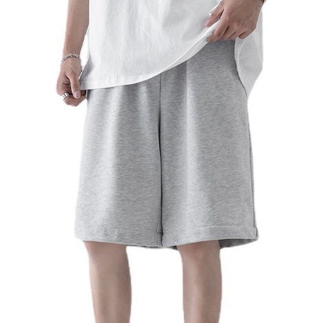 Short De Sport Pour Homme - Cordon Élastique Et Poches Latérales - Pour Bureau Sortie Et Loisirs - Gris 2xl (1/5)