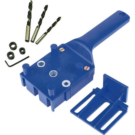 Ensemble bleu de 8 pièces avec forets Outil de perçage et de positionnement des trous pour le travail du bois, perceuse à main pour planches à bois, outil de positionnement pour le travail du bois (1/5)