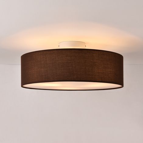 Plafonnier LED 3 douilles E27 – Abat-jour marron et blanc – Diamètre 45 cm – Éclairage moderne pour intérieur – Lux.Pro (1/3)