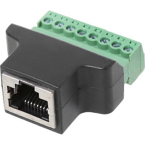 Adaptateur d'extension de câble Ethernet RJ45 femelle vers bornier à vis 8 broches (noir) (1/5)