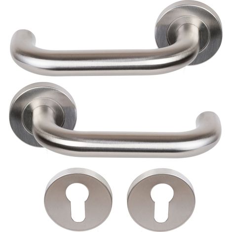 Coppia di Maniglie KLOSE Besser con Rosette, modello “Elsa” a U, in acciaio inox 304 +1 Coppia di rose cilindriche