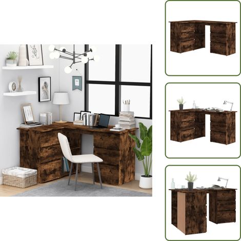 Eckschreibtisch Räuchereiche 145x100x76 cm Holzwerkstoff - Eckenschreibtisch - Schreibtisch - Bürostuhl - Home Office - Arbeitsplatzgestaltung