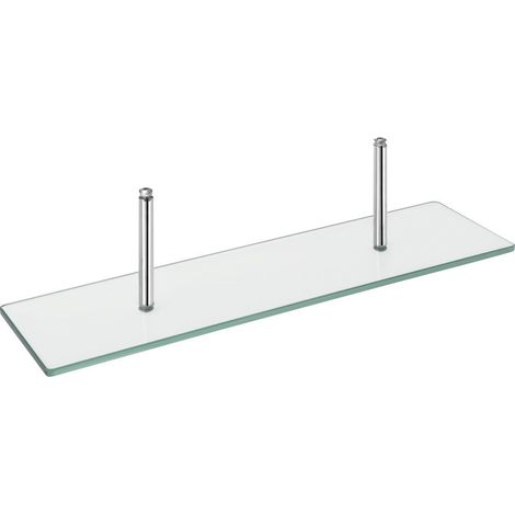 Etagère en verre pour armoire à miroir, avec fixations, 80 cm, chrome