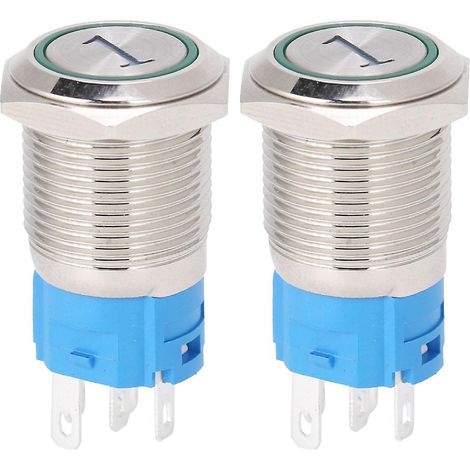 Interrupteur à bouton-poussoir momentané de réinitialisation avec éclairage LED, modèle à 5 broches (1/5)