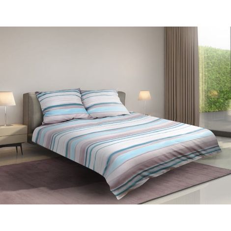 Matex Premium-Satin-Bettwäsche 220x200 Blaue Streifen (1/3)