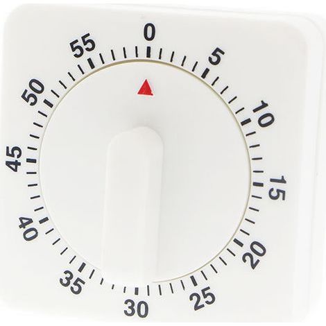 Timer mécanique blanc classique, 60 minutes réglable avec sonneur fort idéal pour la cuisine et la cuisson (1/3)