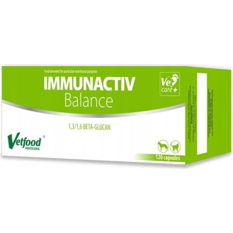 Complément alimentaire VetFood Immunactiv Balance pour l'immunité des chiens et des chats, 120 capsules