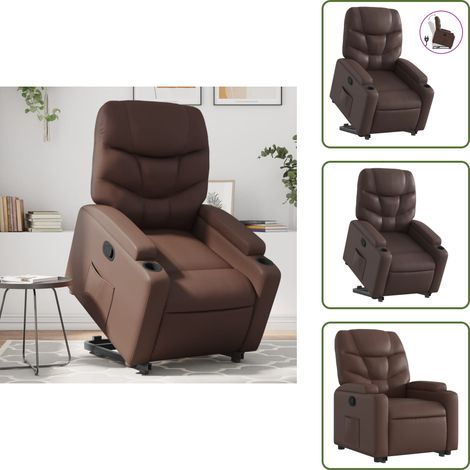 Relaxsessel mit Aufstehhilfe Braun Kunstleder - Relaxsessel - Fernsehsessel - Liftchair - Elektrischer Sessel - Aufstehhilfesessel