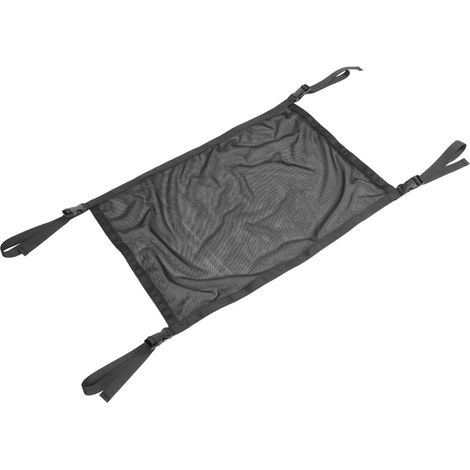 Sac de rangement en filet de toit de voiture en sangle polyester noire avec poignée, accessoire multifonction pour pochettes (1/5)