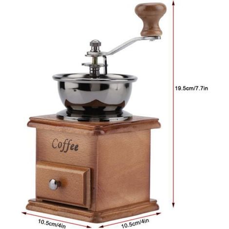 Moulin à café manuel, moulin à café en bois Vintage Retro Hand Grinder -YEA (1/4)