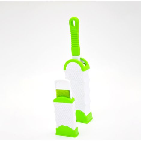Brosse à poils pour canapé, meubles, vêtements, sièges de voiture - Brosse à poils pour chiens et chats - Brosse à poils double face avec base autonettoyante (verte) (1/5)