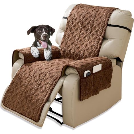 Sesselschoner für Relaxsessel, Sessel Überzug Rutschfest, Schonbezug Sessel Fernsehsessel, Sesselbezug mit Taschen, Sesselüberwurf für Senioren Haustieren, Waschbar (1/5)