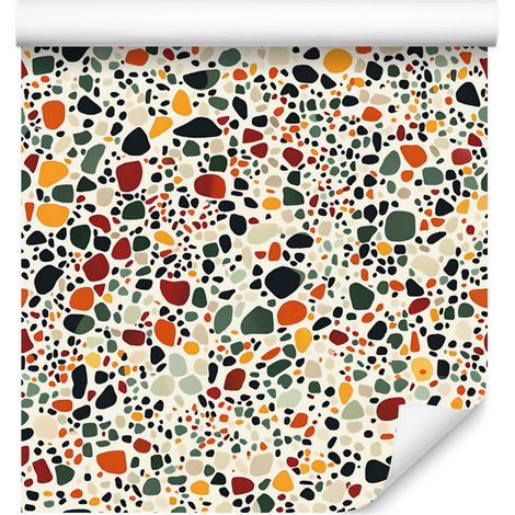 Carta da parati effetto terrazzo beige, grigio, crema e grigio chiaro 50x1000 cm (1/5)