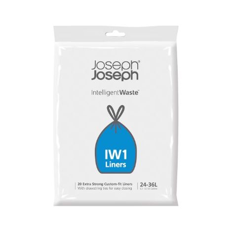Bacs poubelles écologiques recyclés IW1 de 24-36 L (pack de 20) - Fabriqués à partir d'au moins 70 % de plastique recyclé, construction extra-robuste, fermeture par cordon, gris.