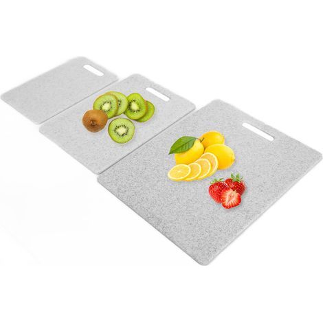 Juego de 3 tablas de cortar reversibles con diseño de mármol - Accesorio de cocina (Blanco) (1/5)