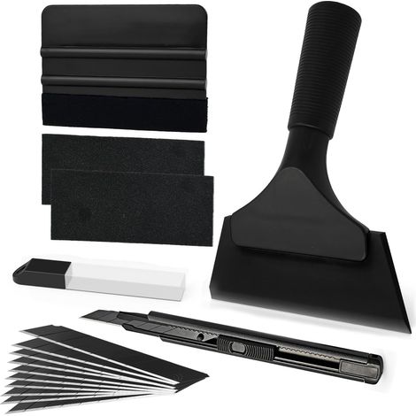 Film Teinte Vitre Voitures Ensemble D'outils, Emballage De Installer L'outil Fenêtre Teinte De Film, Comprend Raclette Feutrine, Cutter et Raclettes de Nettoyage, Noir (1/5)