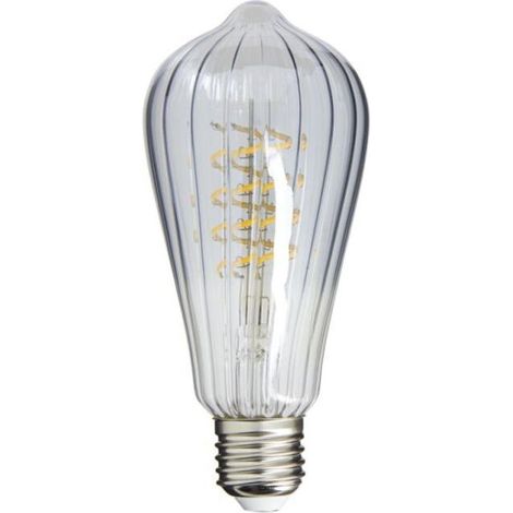 Ampoule LED filament décorative en verre gravé, forme ST64, culot E27, 240 lm, lumière chaude blanche (2700 K), compatible avec variateur, sans mercure, écoénergétique (1/5)