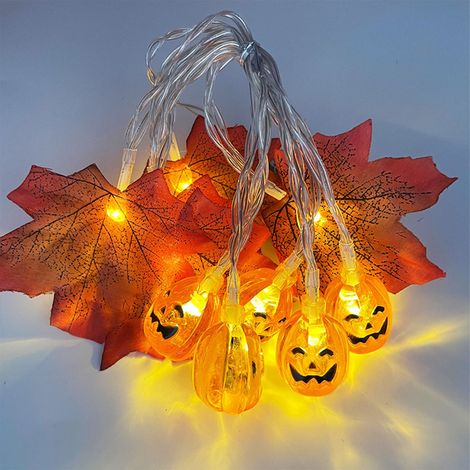 Guirlande Lumineuse Solaire - 20 LED - 3 M - Décoration Halloween Extérieur Intérieur - Pendentifs Chauve-Souris Citrouilles - 2 Modes (1/5)