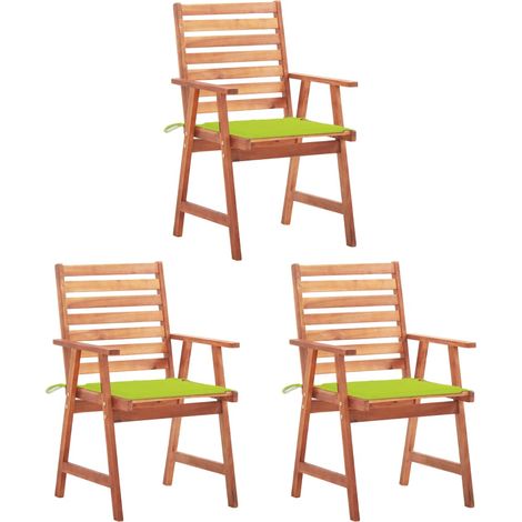 Sedie da Pranzo da Esterni con Cuscini 3 pz Massello di Acacia vidaXL (1/5)