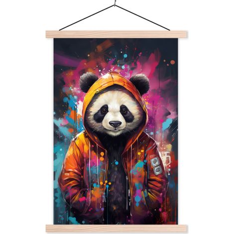 POSTER CON CORNICE MAGNETICA Panda - Giacca - Graffiti - Arancione 40x60 cm (1/3)