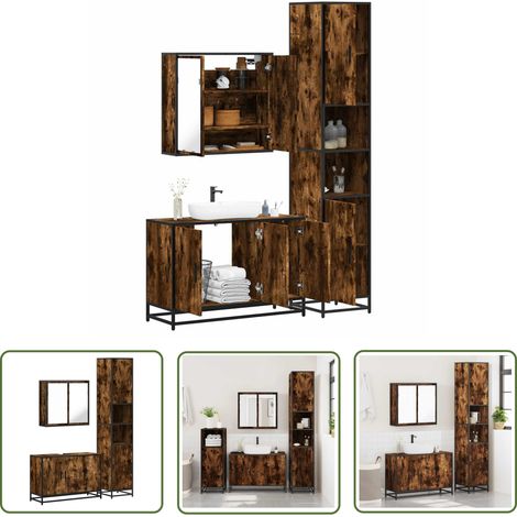 vidaXL Ensemble de meubles de salle de bain 3 pcs Chêne fumé