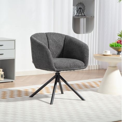 Sillón giratorio gris de poliéster 58,5 x 59 x 78,5 cm, 120 kg, con reposabrazos (1/5)