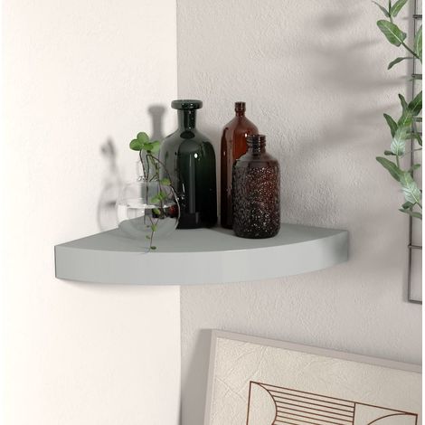 Étagère d'angle flottante-Étagère murale-Étagère Suspendue gris 25x25x3,8 cm MDF 284715 (1/5)
