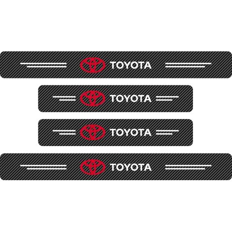 (4 pièces) Autocollants de seuil de porte en fibre de carbone pour Toyota RAV4, Corolla, Camry, Frontier, Supra, C-HR, Hilux, Tacoma et Prado (1/4)