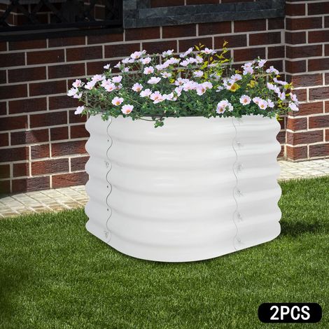 2 Stück im Freien Garten Hochbett, runde Metall Anbaukasten Hohe Gartenbett, offene Blumentöpfe, 60  60  43 cm