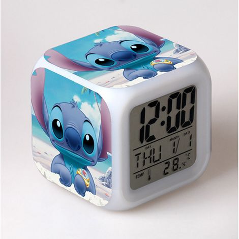 Kleiner Wecker (8 cm, 3 Zoll), Stitch-Motiv, Anime, LED-Digitalwecker für Babys, Rich a