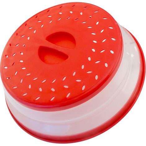Couvercle Pliable Couverture de Protection Anti-éclaboussures Passoire pour Fruits et Légumes sans BPA et Non Toxique (Rouge) (1/5)