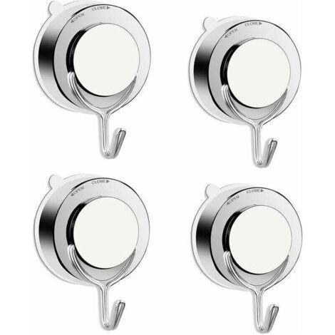 4 Pieces Suction Cup Hooks, Silver Twist Suction Cups with Metal Hooks, Reusable Suction Cup Holders for Kitchen, Bathroom, Shower, Wreath (1/4)