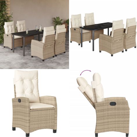 5-tlg. Garten-Essgruppe mit Kissen Beige Poly Rattan - Gartentisch - Gartenstuhl (1/5)