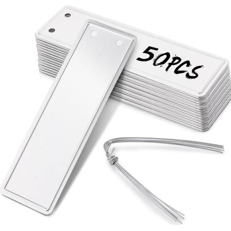 Packung mit 50 Aluminium-Pflanzenetiketten – Wetterfeste Metalletiketten – Doppelseitige Etiketten (1/5)
