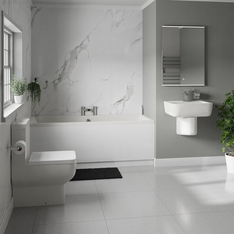 Addison White 1800mm Straight Double Ended Bathroom Suite (1/5)