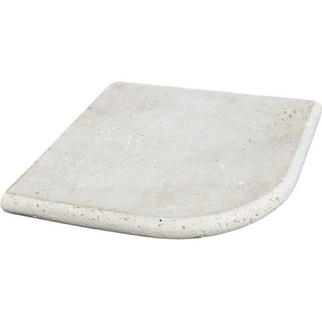 Margelle d'angle sortant Travertin Beige Clair 1er choix 33x33x3 cm Bord 1/2 Rond - À l'unité - Ti'ma Stone