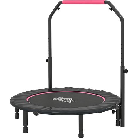 "HOMCOM 45"" Foldable Mini Fitness Trampoline w/ Foam Handle, Pink" (1/5)