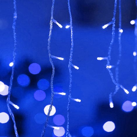 (Bleu) Guirlande lumineuse LED de 5 mètres, effet stalactite, 220 V, piles non incluses. (1/5)