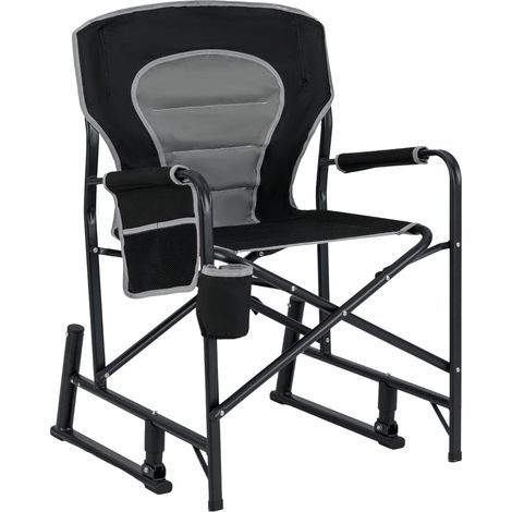 Silla de camping plegable con funcion de balanceo portavasos y bolsillo lateral para silla de pesca