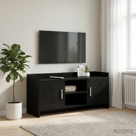 Beyamis Meuble TV 102 x 33 x 47 cm en chêne noir contrecollé (1/5)