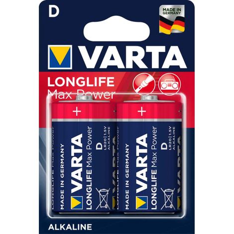 Pile Alcaline LR20 Longlife Max Power 16500 mAh 1.5 V - Blister de 2 - 4720 - Varta (1/2)