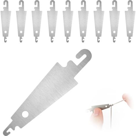 Enfile-aiguilles en acier inoxydable - Lot de 10 - Enfile-aiguilles pour broderie et point de croix - Enfile-aiguilles robuste - Argent (1/5)
