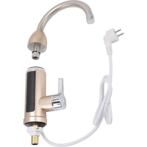 Jeffergarden Robinet de chauffe-eau instantané 3000W rotatif électrique robinet d'eau chaude et froide en acier inoxydable robinet électrique pour cuisine salle de bains prise ue 220V