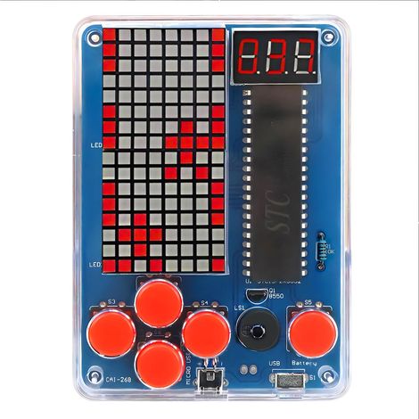 Kit de Soudure Électronique DIY, Console de Jeu Rétro à Monter Soi-Même, 4 Jeux Classiques, Boîtier en Acrylique, Connexion USB, Outil Pédagogique pour Soudure, pour Passionnés d'Électroniq (1/5)