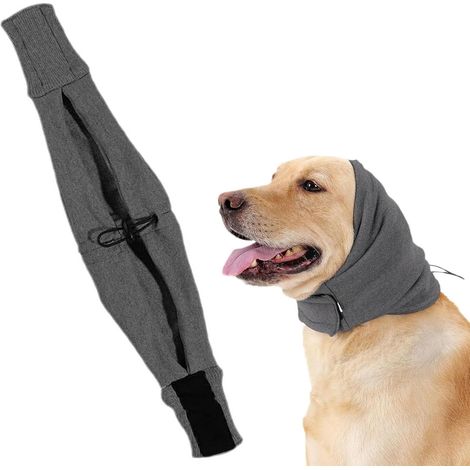 Snood Chien,Soulagement de L'anxiété Liée au Ronflement,Bonnet pour Chien,Cache Oreille Chien,CouvreChef AntiBruit,ChauffeCou et Oreilles pour Chien Hiver (Gris) (1/5)