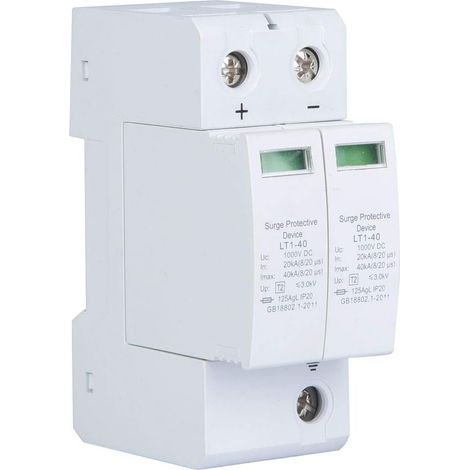 2P Dispositif de Protection Contre Les Surtensions, DC Photovoltaïque Basse Tension Parasurtenseur Maison Parasurtenseur (2P 40KA) (1/5)
