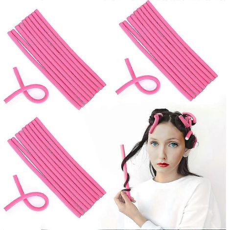 25-26 30 pièces de bigoudis flexibles, rouleaux en mousse torsadés sans chaleur ni dommages pour créer des boucles et réaliser des coiffures maison pour filles. (1/4)