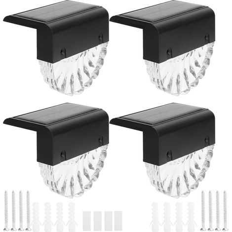 Lot de 4 lampes solaires LED blanc chaud pour escalier extérieur, jardin, allée, étanches (1/4)