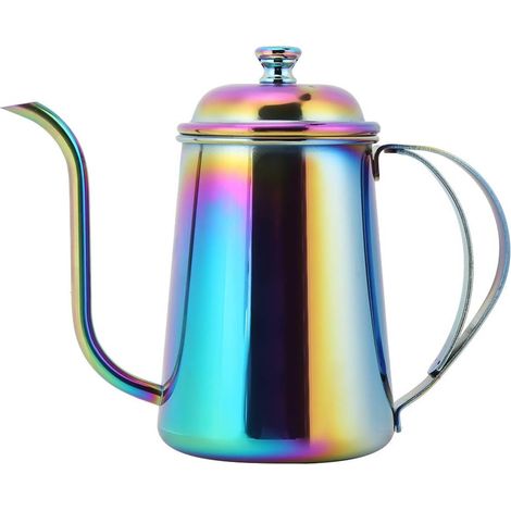 Verser sur Une Bouilloire Goutte à Goutte, Une Bouilloire en Acier Inoxydable à col de Cygne à Longue Bouche, Une Bouilloire à café pour cafetière Carafe, Une cafetière de camping-650ml (1/5)